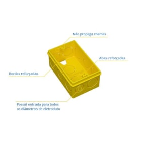 Caixa de Luz Retangular 4x2 Amarela 13050423 Fortlev Caixa de Luz Retangular 4x2 Amarela 13050423 Fortlev
