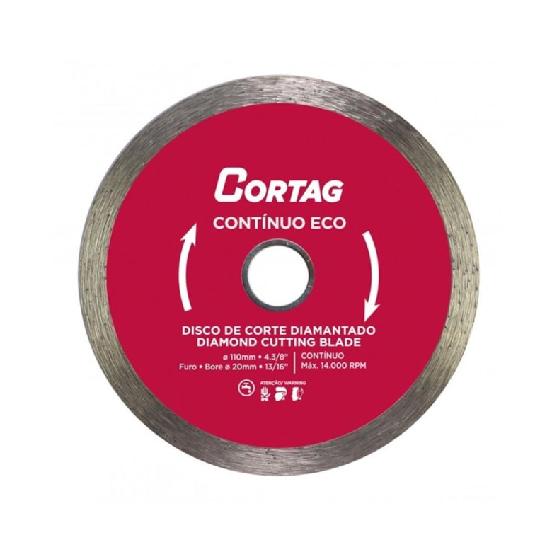 Disco de Corte Diamantado Continuo Eco 110 Furo 20mm 61548 Cortag