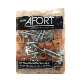 Kit de Fixação e Vedação para Telha PVC Plan Colonial Terracota com 20pçs Afort Kit de Fixação e Vedação para Telha PVC Plan Colonial Terracota com 20pçs Afort