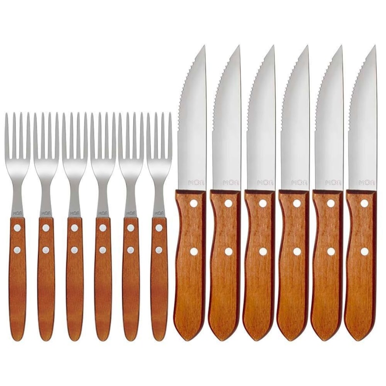 Kit Para Churrasco Garfo e Faca 12 Peças 3931 Mor