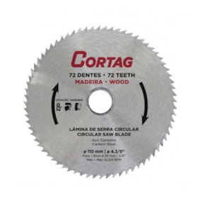 Lâmina de Serra Circular 110mm com 72 Dentes para Madeira 61347 Cortag Lâmina de Serra Circular 110mm com 72 Dentes para Madeira 61347 Cortag