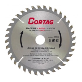 Lâmina de Serra Circular para Madeira 36 Dentes 185mm 61448 Cortag
