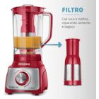 Liquidificador Turbo Mondial Vermelho/Inox 110V - L-1100 Liquidificador Turbo Mondial Vermelho/Inox 110V - L-1100