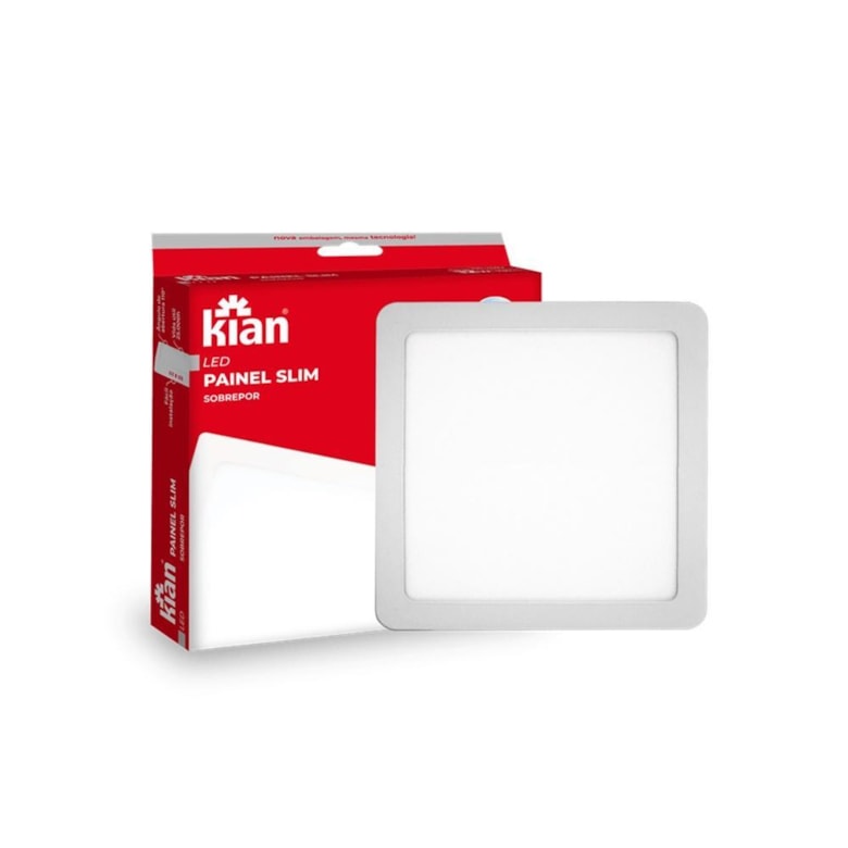 Painel Led Quadrada Sobrepor 12W 6.000K Branca Fria Bivolt 10377 Kian Painel Led Quadrada Sobrepor 12W 6.000K Branca Fria Bivolt 10377 Kian