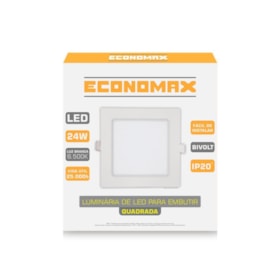 Painel Led Quadrado Embutir 24W 6.500K Branca Fria Bivolt 12763 Economax Painel Led Quadrado Embutir 24W 6.500K Branca Fria Bivolt 12763 Economax