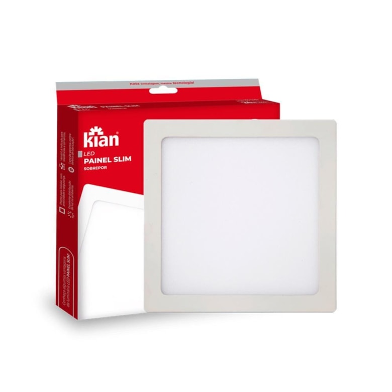 Painel Led Quadrado Sobrepor 24W 6.000K Branca Fria Bivolt 12766 Kian Painel Led Quadrado Sobrepor 24W 6.000K Branca Fria Bivolt 12766 Kian
