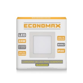 Painel Led Quadrado Sobrepor 24W 6.500K Branca Fria Bivolt 12766 Economax