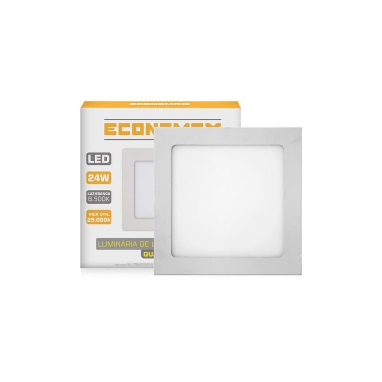 Painel Led Quadrado Sobrepor 24W 6.500K Branca Fria Bivolt 12766 Economax Painel Led Quadrado Sobrepor 24W 6.500K Branca Fria Bivolt 12766 Economax
