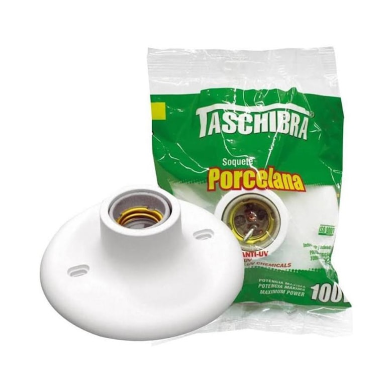 Plafonier com Soquete de Porcelana 100W Branco Taschibra