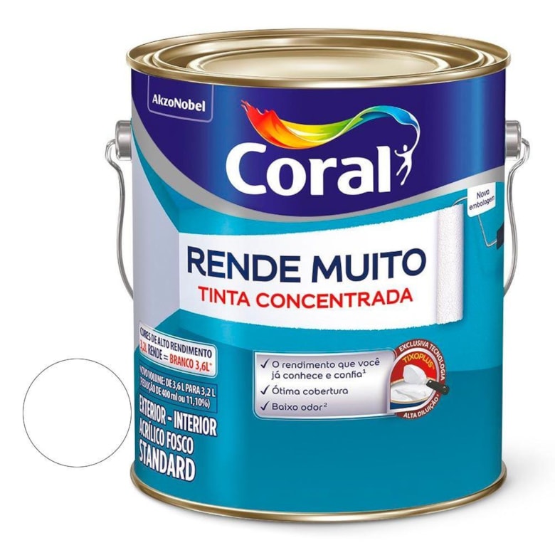 Tinta Rende Muito Acrílica 3,6 Litros Fosco Branco 5202143 Coral