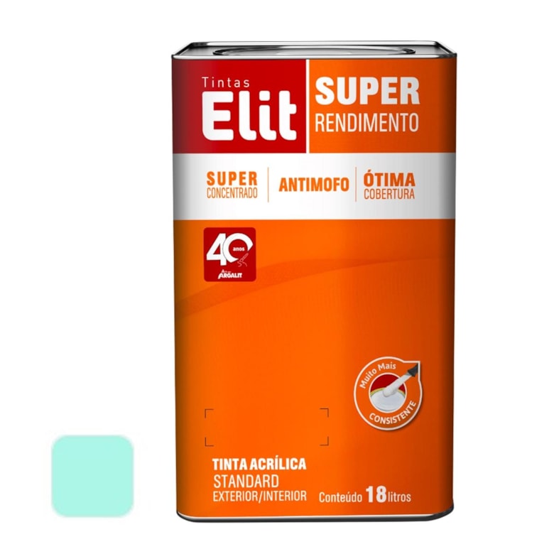 Tinta Super Rendimento 18 Litros Verde Piscina 112118 Elit