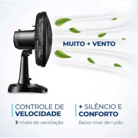 Ventilador de Mesa 30cm Super Power Mondial Preto 60W VSP30B