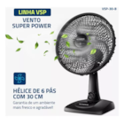 Ventilador de Mesa 30cm Super Power Mondial Preto 60W VSP30B